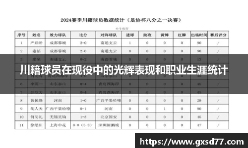 川籍球员在现役中的光辉表现和职业生涯统计